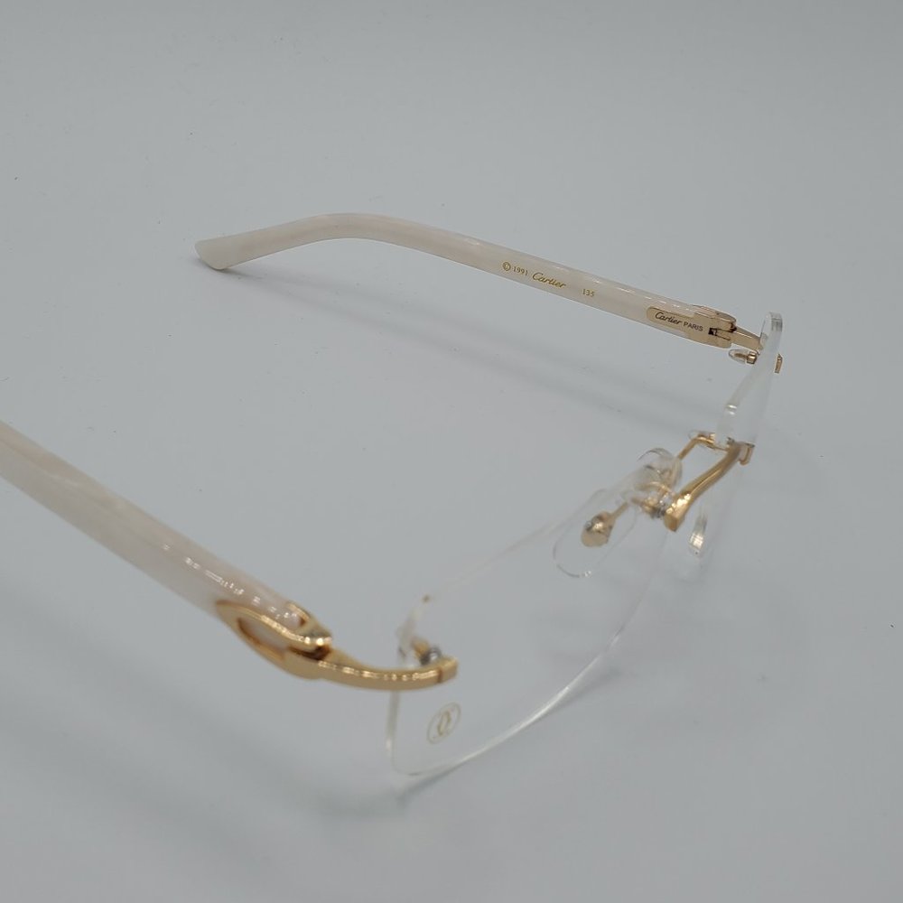 Cartier Vintage Men Women Marble Gold Sunglasses